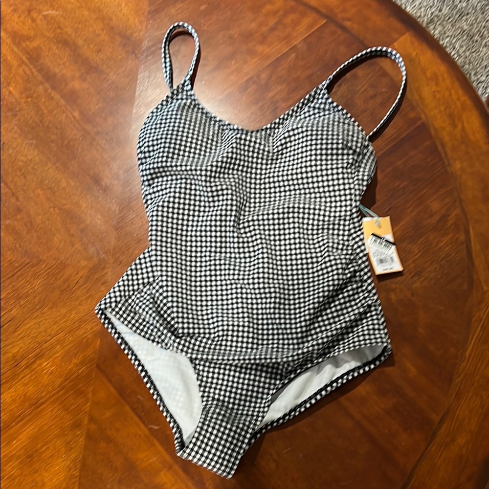 Kona Sol Black and White Checkered One-Piece